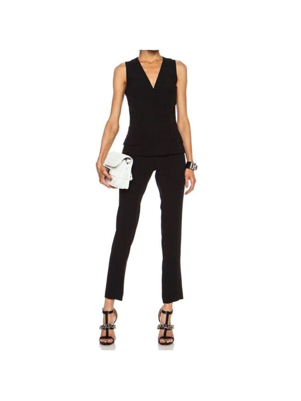 A.L.C. Mae Viscose- Silk Blend Jumpsuit Black Size 2
